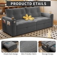 thumbnail image 4 of Hommoo 70" Convertible 2-in-1 Pull Out Couch Bed, Multi-Functional Corduroy Loveseat Sleeper Sofa Bed, Gray, 4 of 7