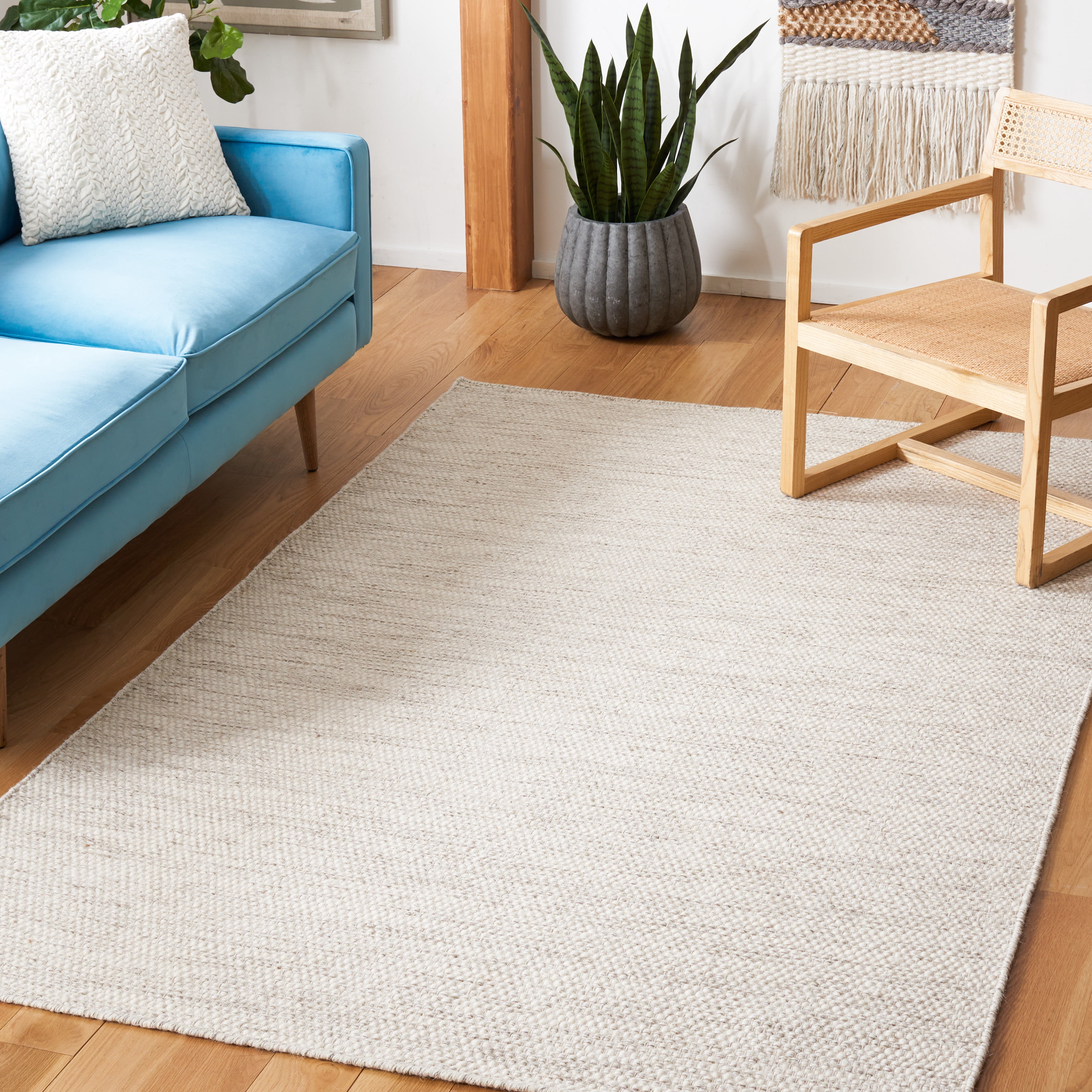 SAFAVIEH Natura Lorin Striped Area Rug, Ivory/Light Grey, 6' x 6' Square