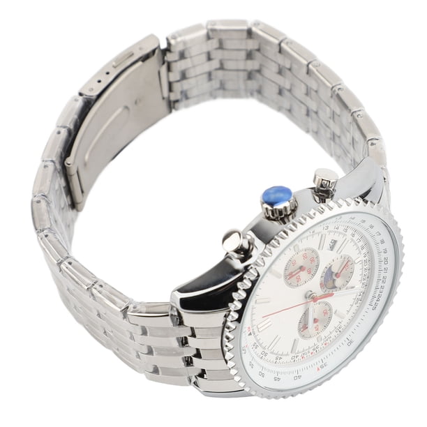 Reloj De Cuarzo Para Hombre, Calendario, Fase Lunar, Correa De Acero Inoxidable, Reloj De Pulsera, , Navidad, Boda, Año Nuevo