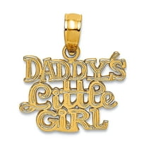 14k Yellow Gold Polished Daddys Little Pendant Necklace 14.55x14.6mm Wide Pendant for Women