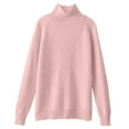 thumbnail image 5 of Curuila Women Turtleneck Sweater Knitted Solid Color Long Sleeve Soft Warm Thick Loose Autumn Winter Pullover Pink Size Xl, 5 of 5