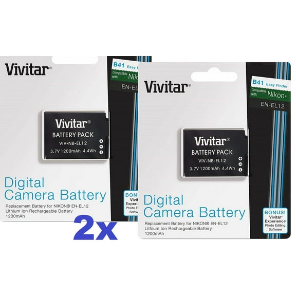 Super Hi Capacity 2-Pcs EN-EL12 Li-Ion Battery for Nikon Coolpix B600 A1000