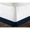 thumbnail image 3 of 1 Piece Split Corner Two Tone Tailored Bed Skirt By D.N.G. BEDDINGS, Twin Size 15 Inch Deep Pocket, 800 TC, 100% Egyptian Cotton, Solid White/Navy Blue Color., 3 of 3