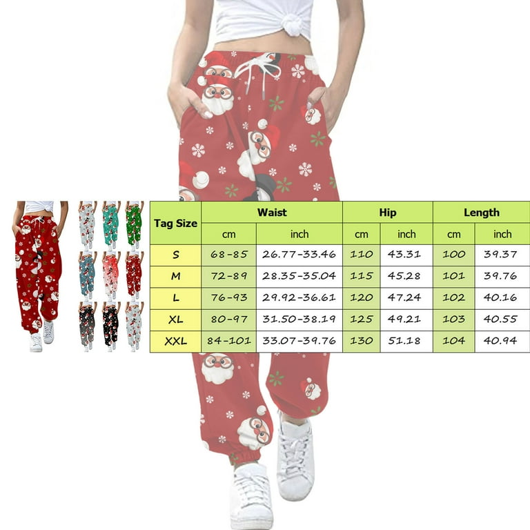 EHQJNJ Cotton Joggers for Women Women Autumn and Winter Casual Fashion  Christmas Funny Printed Elastic Waist Sports Pants Casual Pants