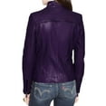 thumbnail image 2 of Womens Genuine Lambskin Leather Jacket Motorcycle Biker Leather Purple Jacket W085, 2 of 3