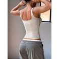thumbnail image 6 of Women'S Padded Square Neck Tank Tops Summer Double Layer Basic Sleeveless Tank Shirts Khaki M, 6 of 7