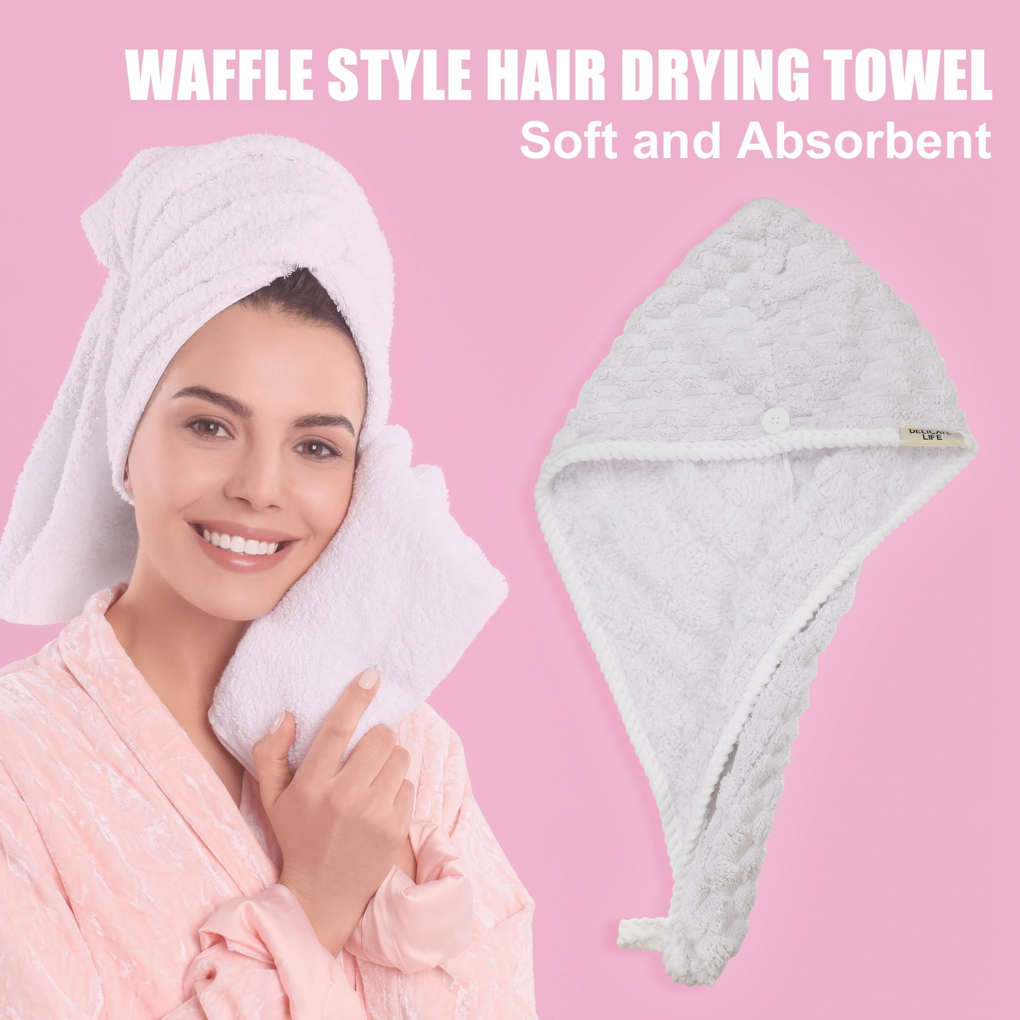 Unique Bargains Quick Drying Towel Cap Coral Fleece Hair Drying Towel Dry Cap Gray