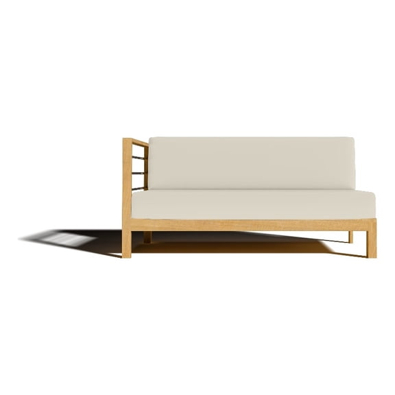 Curated Maison Leon Teak Outdoor Sectional Left Sofa with Canvas Cushion in Tan