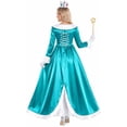 thumbnail image 3 of 6-Piece Galaxy Princess Cosplay Costume Set for Women, Satin Cosplay Party Gown with Crown, Star Wand & Accessories, Complete Halloween Dress-Up Outfit (Teal ), 3 of 8
