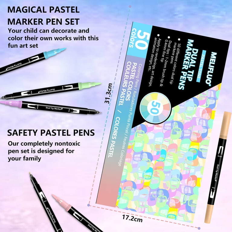Melifluo Dual Brush Marker Pens, 50 Colors Marcaron Art Markers