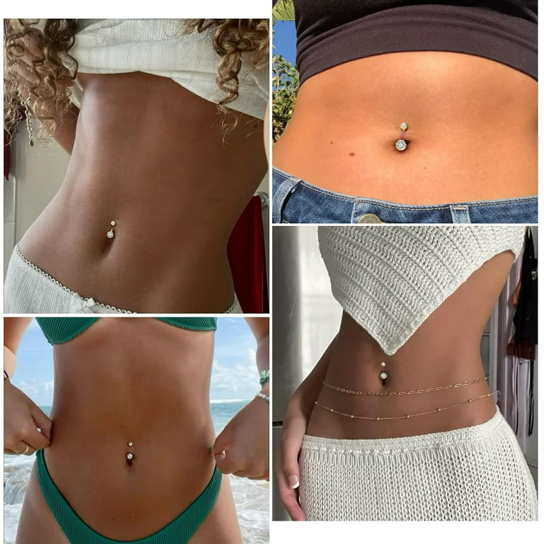 Low Belly Piercing Studs Titanium Belly Button Rings, 14G Belly