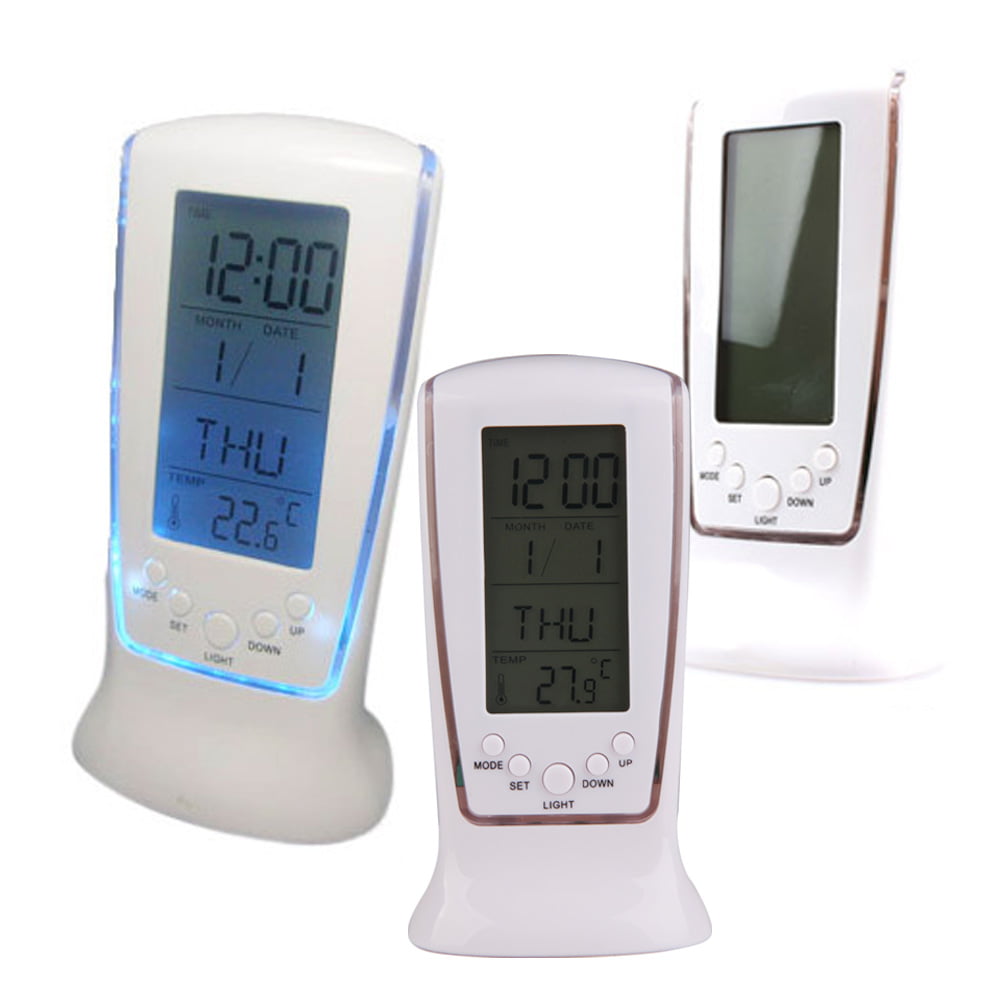 Digital Backlight LED Display Table Alarm Clock With Calendar+Thermometer 