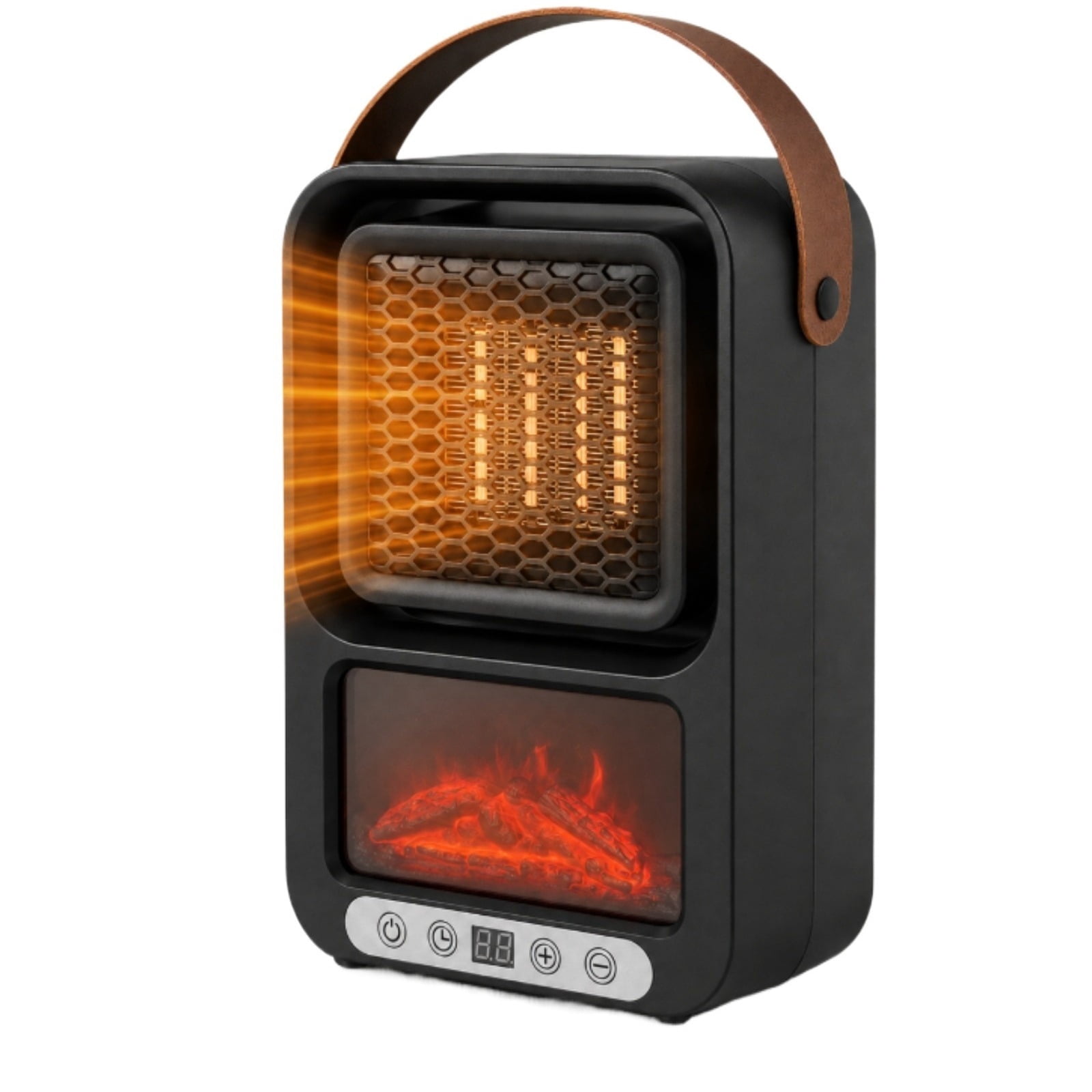 Portable Small Space Heater Mini Heater with 3D LED Flame Overheat Desk Space Heater for Bedroom Bathroom and Desk Heater for Office Quiet Small(Black)