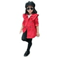 thumbnail image 6 of Hduncf Girls Kids Trench Coat Classic Double Breasted Belted Jacket Baby Cotton Blend Spring Fall Coats Outerwear Red 120/11, 6 of 9