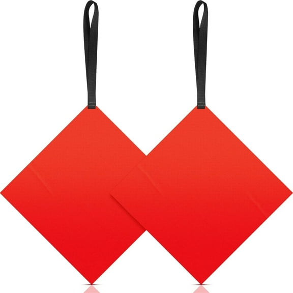 2Pcs Kayak Towing Warning Flags Redness Canoes Safety Flags with Webbing