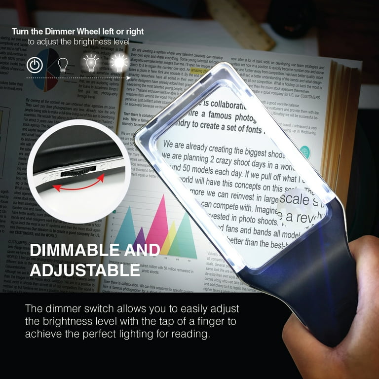 10X LED Magnifying Glass with Light, Stepless Dimmable, 3 Color