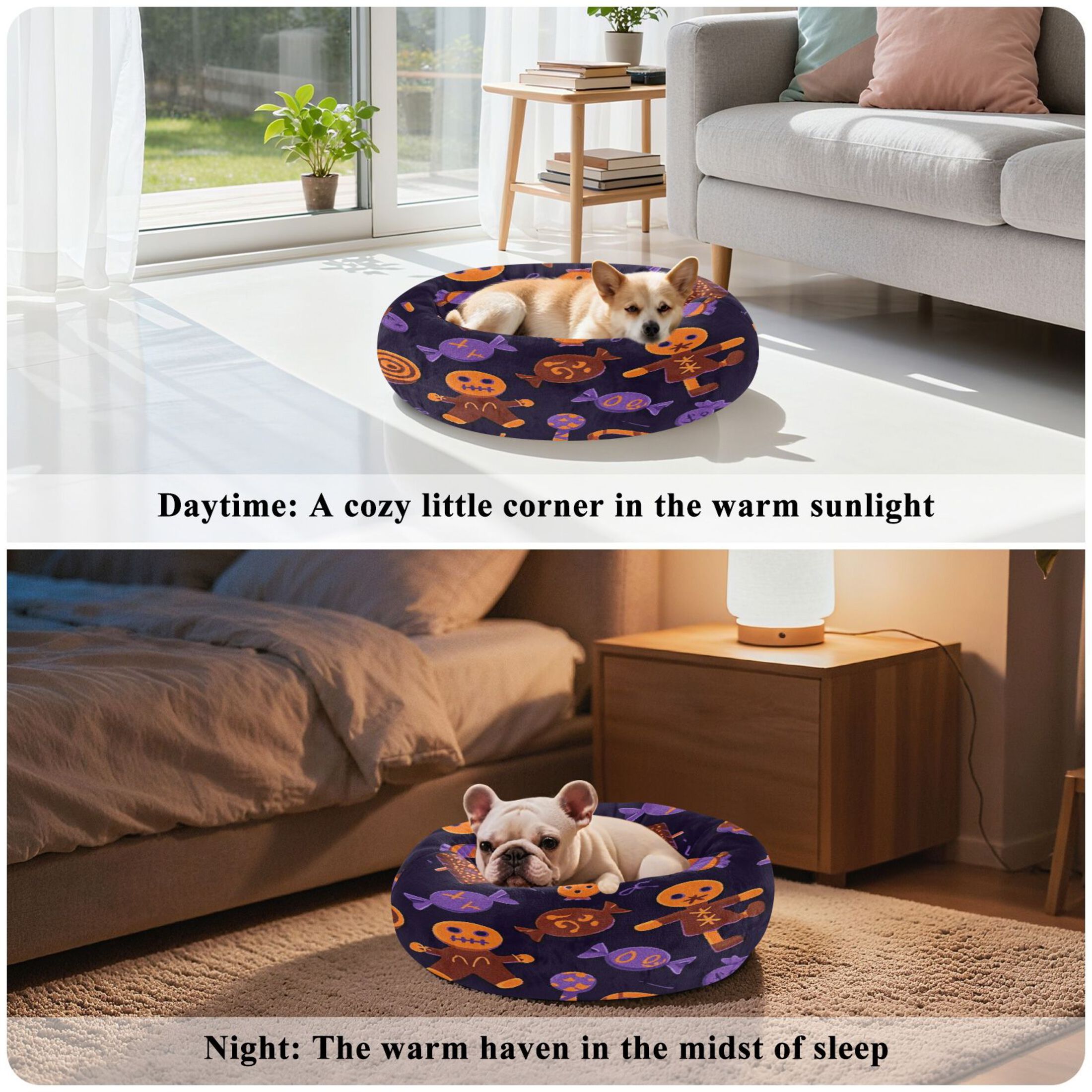 Iauyy Pet Couch Donut Cat Bed for Indoor Cats/Small Dogs Washable & Machine with Non-slip Bottom Calming Cat Furniture, Voodoo Doll (XS)