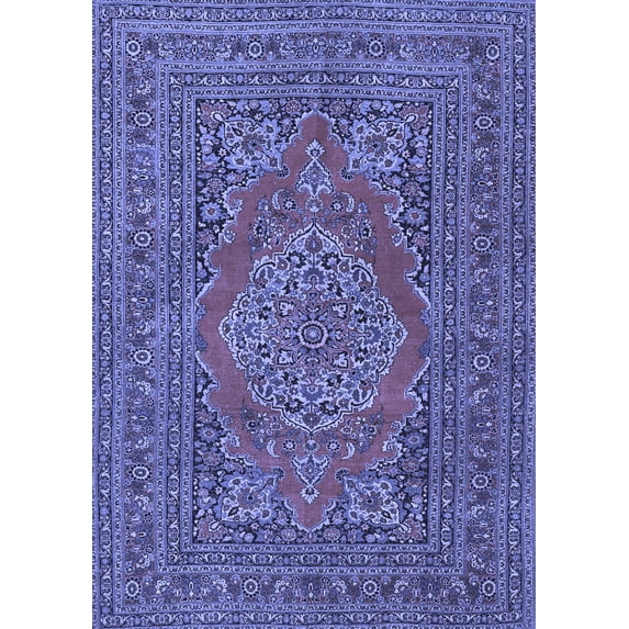 Ahgly Company Machine Washable Indoor Rectangle Medallion Blue Traditional Area Rugs, 2' x 4'