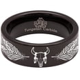 thumbnail image 5 of Cow Skull and Feathers Tungsten Carbide Ring, 5 of 9