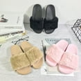 thumbnail image 3 of Plush Thermal Open Toe Flat Woman Slippers Comfortable open toe House Slippers Non-slip Indoor Shoes, 3 of 9