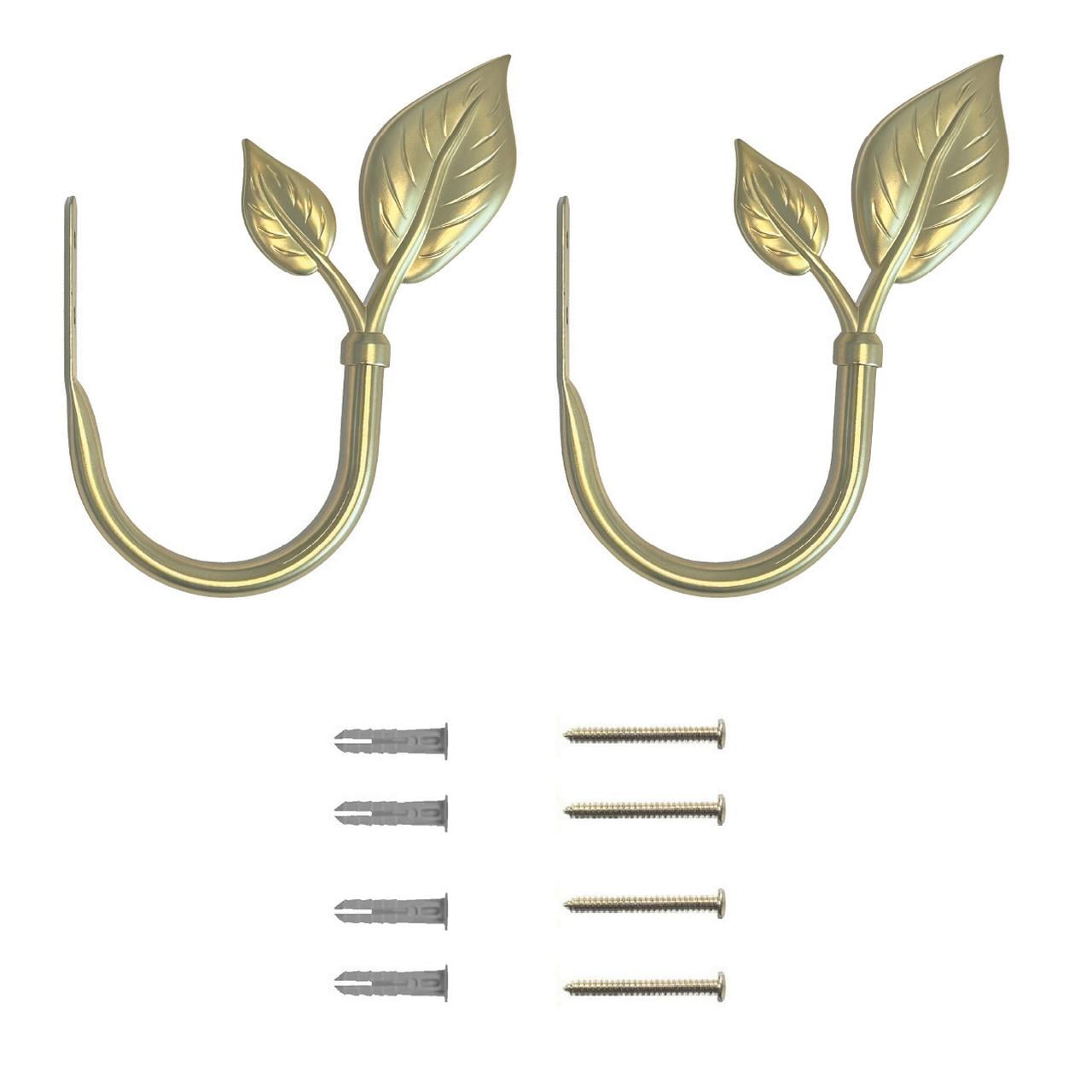 Mainstays 2 Decorative Leaf Curtain Holdbacks, Gold