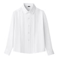 thumbnail image 3 of lnmuld Girls Lace Pleated Peter Pan Collar Button Down Shirt Long Sleeve White Uniform Blouse for Tween Kids School Daily Tops Size:15-16 Years, 3 of 5