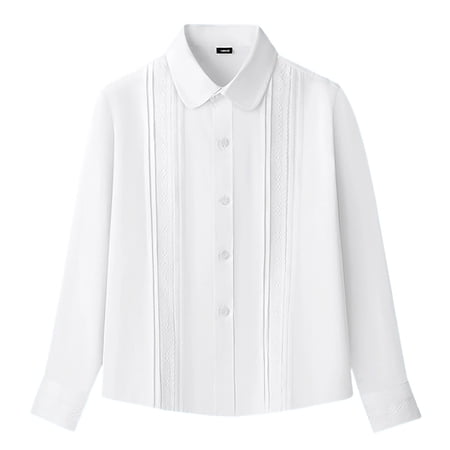 Byoo Teen Girls Lace Trim Shirt Elegant Back To School Long Sleeve Blouse School Uniform Button Up Shirtp