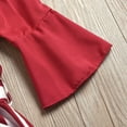 thumbnail image 6 of Odeerbi Infant Two-piece Set Infant Girls Stripe Outfits Cropped Tops Flared Trousers Baby Clothes Toddler Ruffle Off Shoulder Tops Shorts Kids Outfits Red, 6 of 9