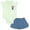 Light green / blue, minnie mouse, variant on Disney Minnie Mouse Bodysuit and Chambray Pleated Skirt Outfit Set Newborn to Infant