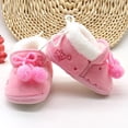 thumbnail image 2 of Baby Boys Girls' Short Boot, Soft Plush Slippers Cute Toddler Infant Warm Winter Wool Balls House Shoes, Pink, 2 of 6