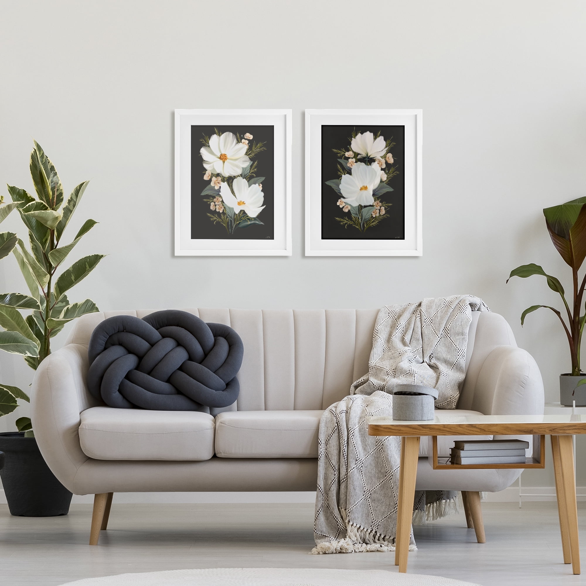 Stupell Industries Vintage Lace Cosmos 2 Piece White Framed Print Under Glass Set, design by House Fenway