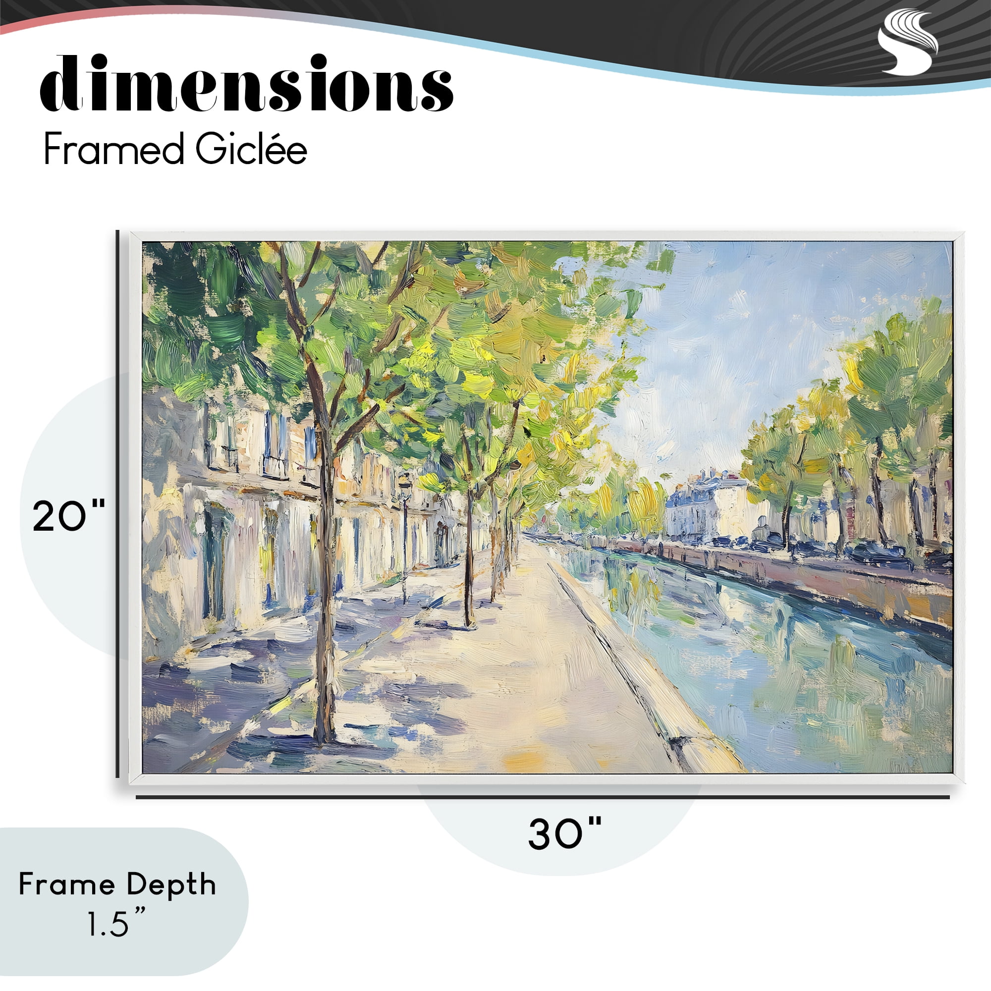 Stupell Industries Montrouge Canal Promenade White Framed Giclee Art, design by Creative Studio