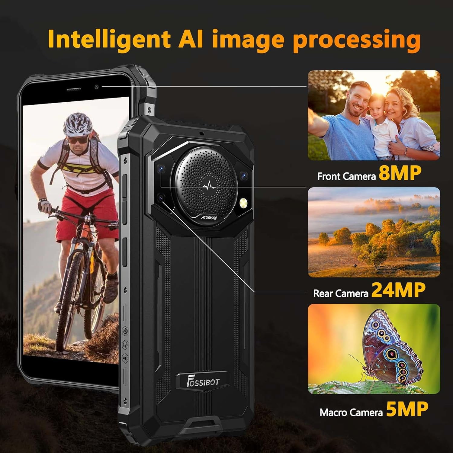 FOSSIBOT Rugged Smartphone F101 Pro Unlocked, 10600mAh Battery 15+128GB 24MP+8MP 5.45” Android 13 4G