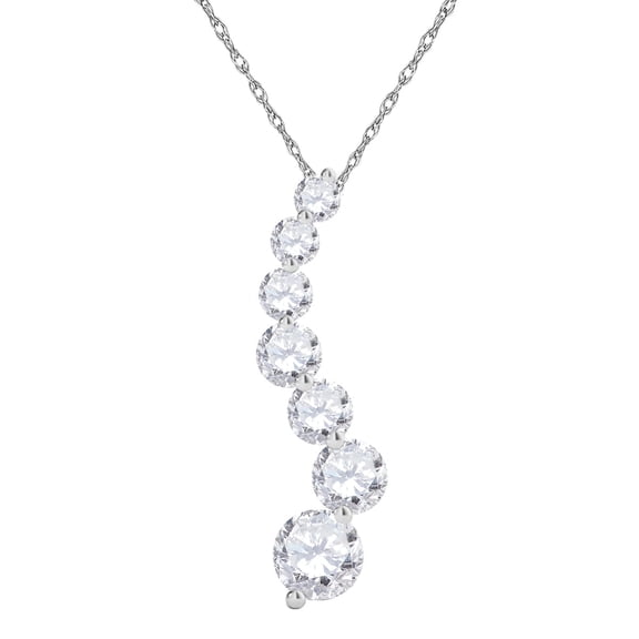 Mauli Jewels 0.50 Carat Round White Diamond Seven-Stone Pendant Necklace for Women in 14K Solid Gold with 18" Sterling Silver Box Chain