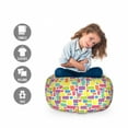 thumbnail image 2 of Colorful Storage Toy Bag Chair, Hipster Funky Mosaic of Color Blocks and Rectangles Cartoon Style Illustration, Stuffed Animal Organizer Washable Bag, Small Size, Multicolor, by Ambesonne, 2 of 3