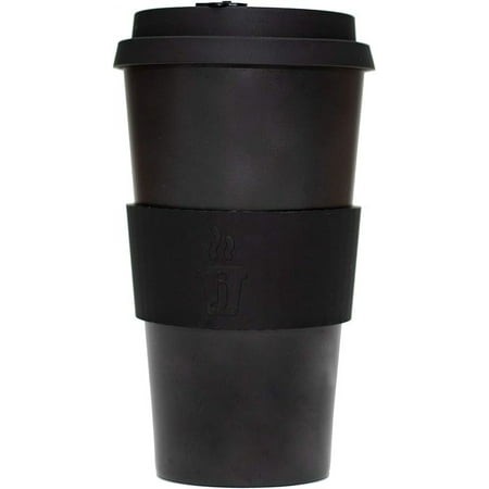 

Sustainable Reusable Coffee Cup for Travel To Go 12oz | Takeaway Mug with Lid & Spill Stopper | Plastic & BPA Free | Dishwasher Safe Portable Eco | Organic Bamboo Fiber | Black & Black Logo