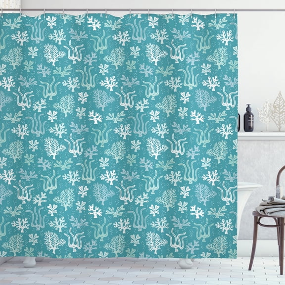 Ambesonne Under the Sea Shower Curtain, Seaweed Marine Bubble, 69"Wx84"L, Cadet Blue and Seafoam