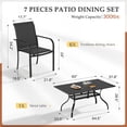 thumbnail image 3 of SUNCROWN 7-Piece Outdoor Patio Dining Set with Metal Steel Square Table with 1.57" Umbrella Hole, Textilene Chairs for 6-Person,(Black), 3 of 6