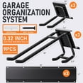 thumbnail image 2 of INCLY Garage Garden Tool Organizer Wall Mount, 48 Inch Black Metal Yard Tool Holder Stroage System, Heavy Duty Garage Wall Organization with 3 Racks & 6 Adjustable Hooks for Shovel, Rake, Chairs, 2 of 7