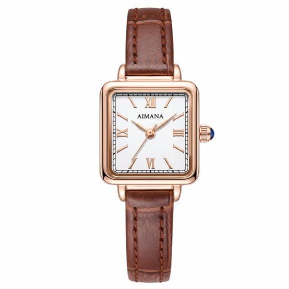 Vintage Square Ladies Watches with Leather Strap, Roman Numerals, Stylish Waterproof Elegant Women's Quartz Watch
