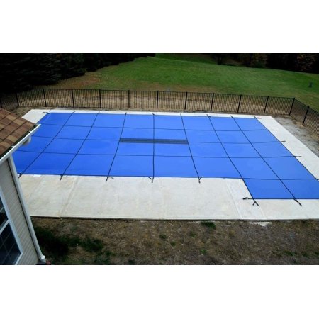 WaterWarden in-Ground Pool Safety Cover Fits 18’ x 36  Right Step  Center Drain Panel  20-Year Warranty