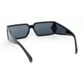 thumbnail image 4 of Squared Rectangle Thick Temple Side Arm Visor Lens 80s Vibe Plastic Sunglasses All Black, 4 of 4