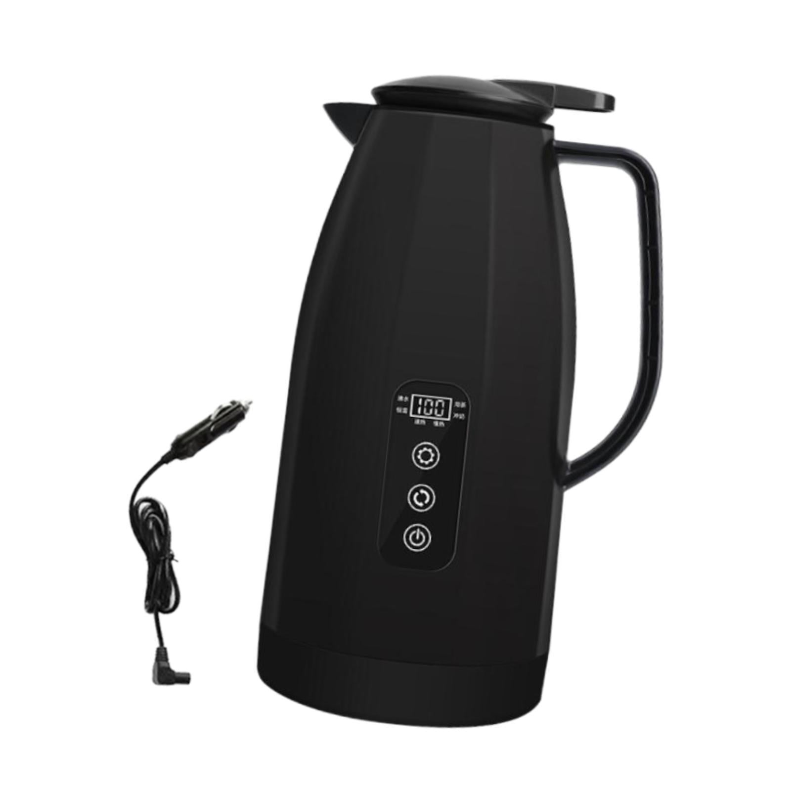 Baoblaze Electric Car Kettle 12V 24V Multifunctional 304 Stainless Steel Water Boiler Black 1.5L