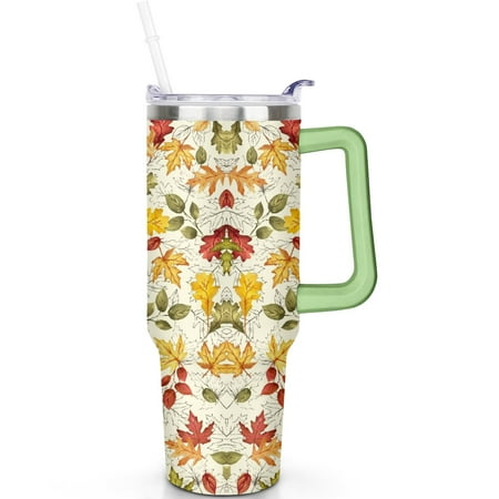 

40oz Fall Theme Tumbler with Spill Proof Lid 40 oz Fall Tumbler with Handle Straw Double Insulated Mug Fall Lover Gifts for All