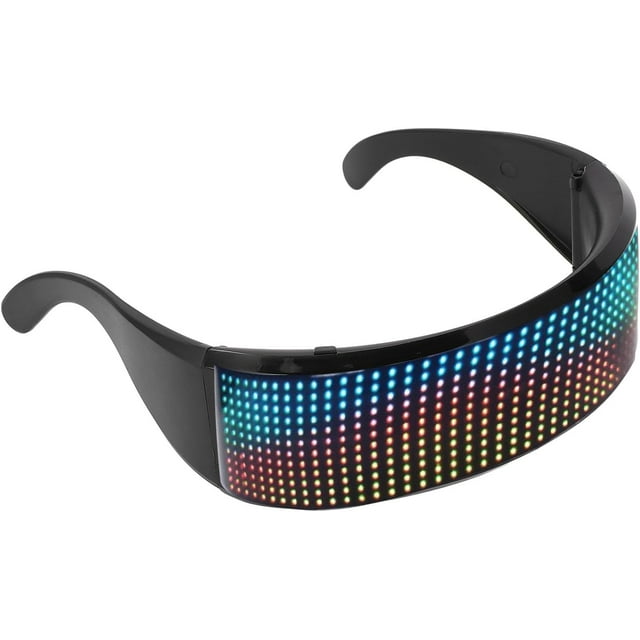 HUGFEGWE Lunettes LED, Contrôlées par Application, Lunettes Lumineuses RGB Personnalisables avec Éclairage Réactif au Son, Haute Luminosité pour Fêtes, Raves, Festivals de Musique, Noël UA824-0907