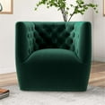thumbnail image 2 of Pemberly Row Mid-Century Tufted Back Velvet Swivel Chair in Green, 2 of 6