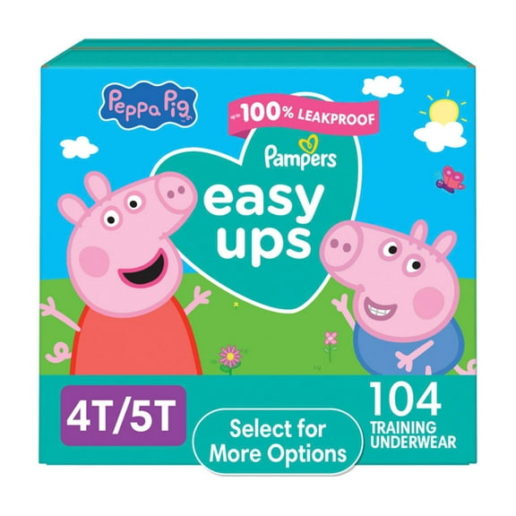 Pampers Easy Ups Peppa Potty Training Pants Girls Size 4T-5T, 104 Count (Select for More Options)
