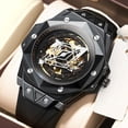 thumbnail image 2 of Reloj Mecánico Automático Geométrico de Esqueleto para Hombre, Luminoso, Reloj Deportivo de Pulsera con Correa de Silicona, 2 of 7