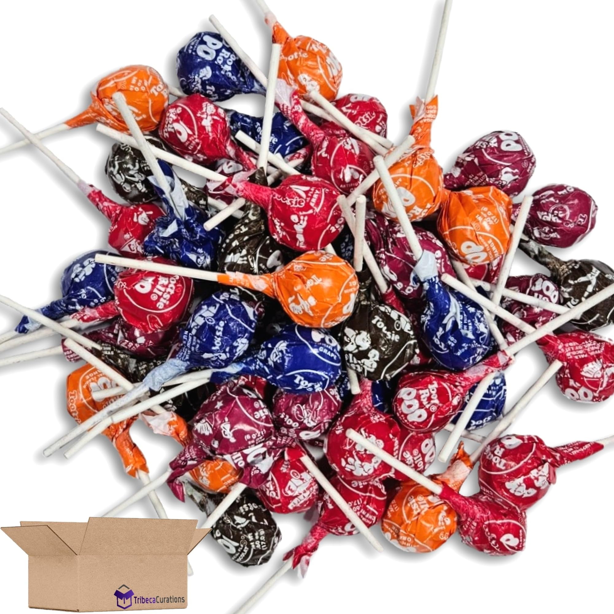 Tootsie Roll Chocolate Candy Filled Lollipops Bulk Value Pack   | Cherry, Chocolate, Grape Orange, Raspberry | 3 Pounds