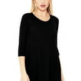 thumbnail image 4 of Women's Plus Size Round Neck 3/4 Sleeves Solid A-Line Midi Dress, 4 of 4